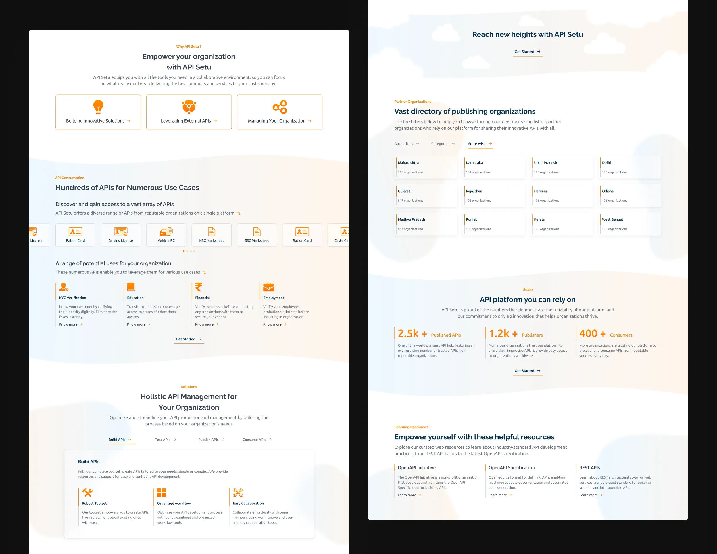 Redesigned homepage, zoomed-out full-page view